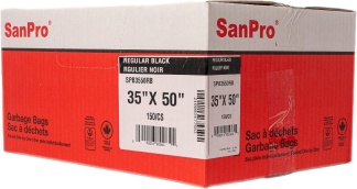 SanPro® Black Polyethylene Garbage Bags 35'' x 50'' Regular CS/150.